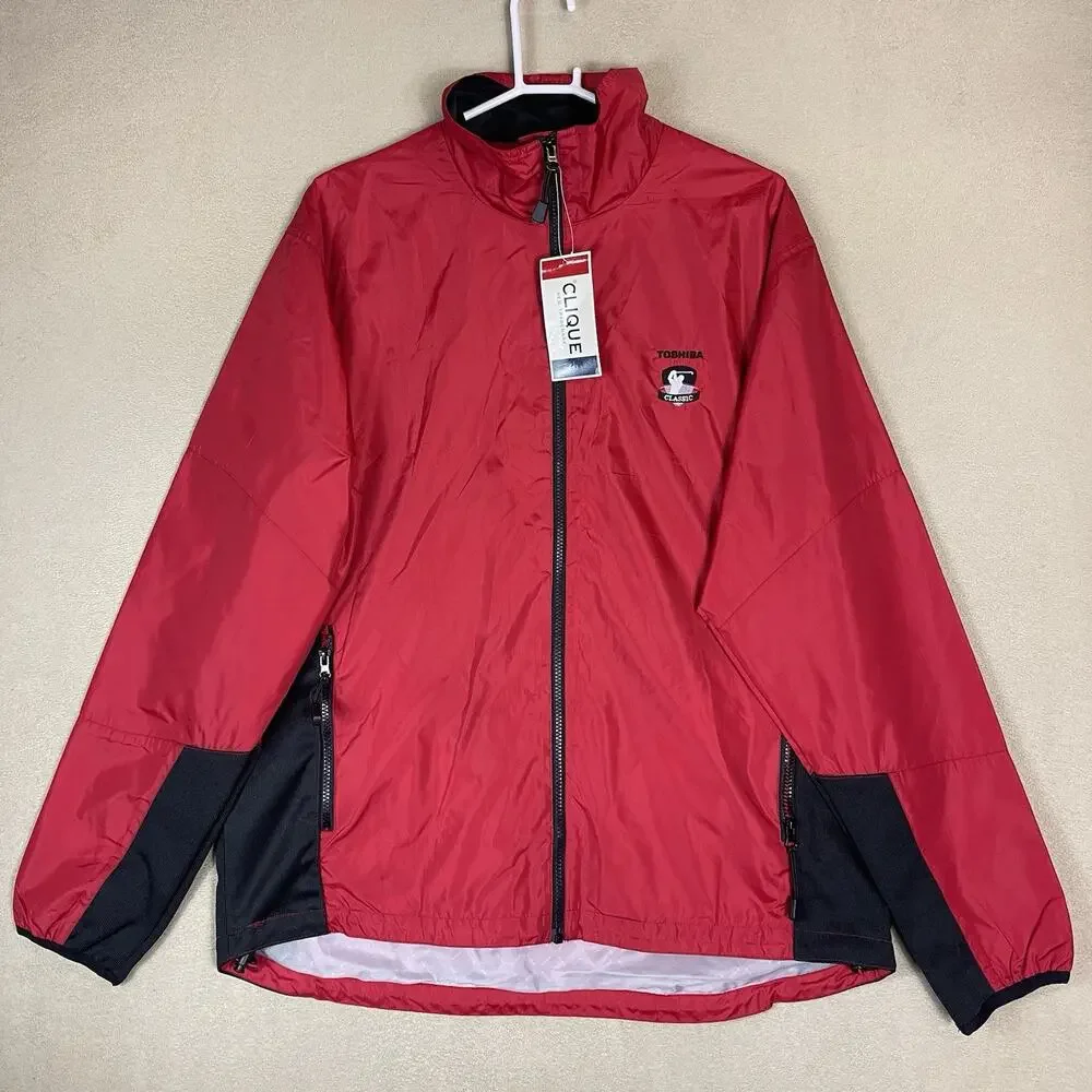 Clique Jacket Mens‎ XL Red Toshiba Golf Classic Windbreaker Full Zip Lightweight